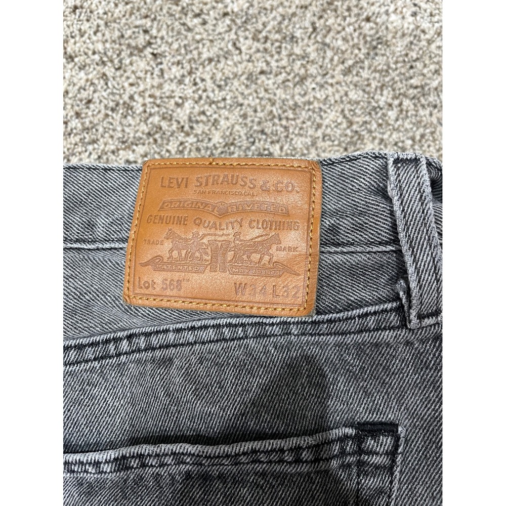 Levis 568 Stay Loose Grey Denim Jeans Mens 34x32 Wide Leg Relaxed Fit Cotton - Picture 3 of 9